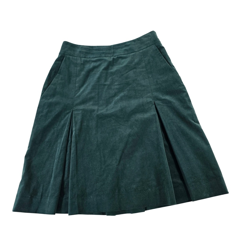 Brooks Brothers Womens Forest Green Corduroy‎ Pleated A-Line Skirt Size 4